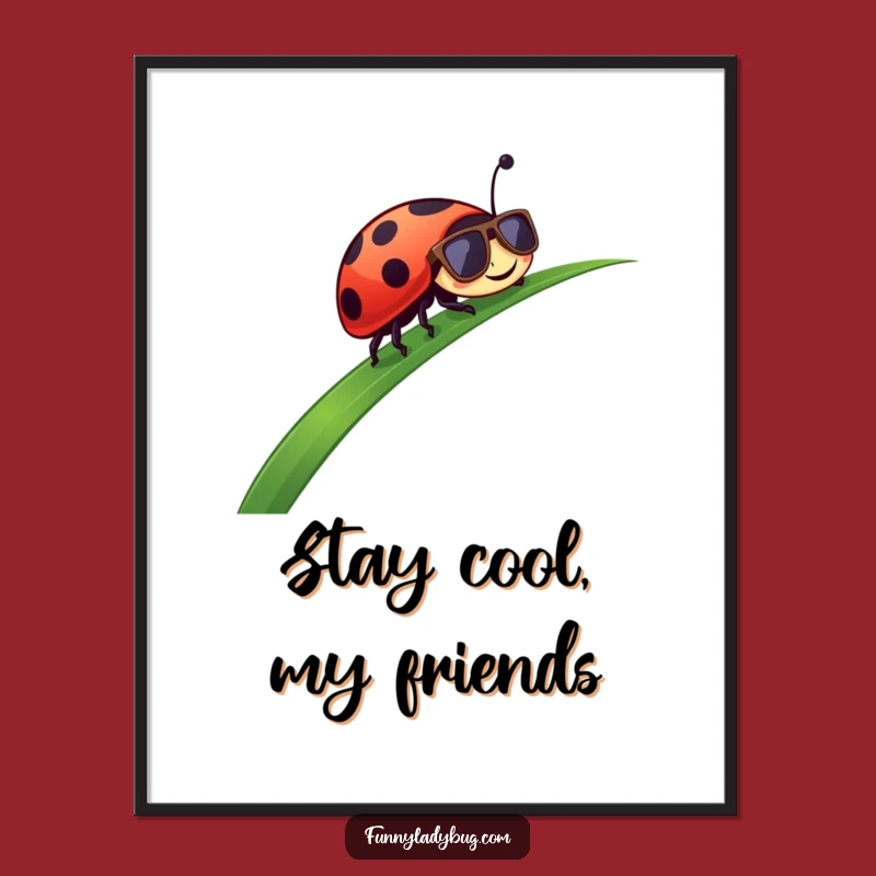 Funny Ladybug Digital Art: Cool Sunglasses for Instant Wall Humor