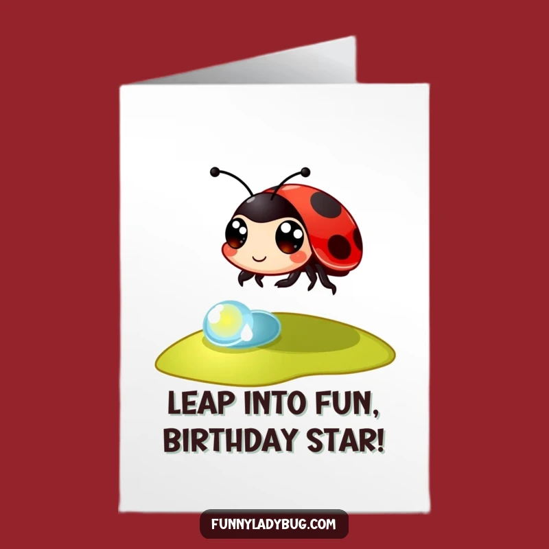 Free Printable Birthday Card: Funny Bouncy Ladybug Surprise Leap Downloadable Gift