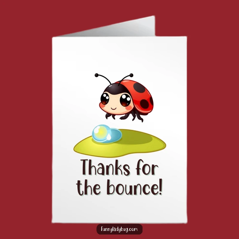 Free Printable Thank You Card: Bouncy Ladybug Leap, Funny Downloadable Gift