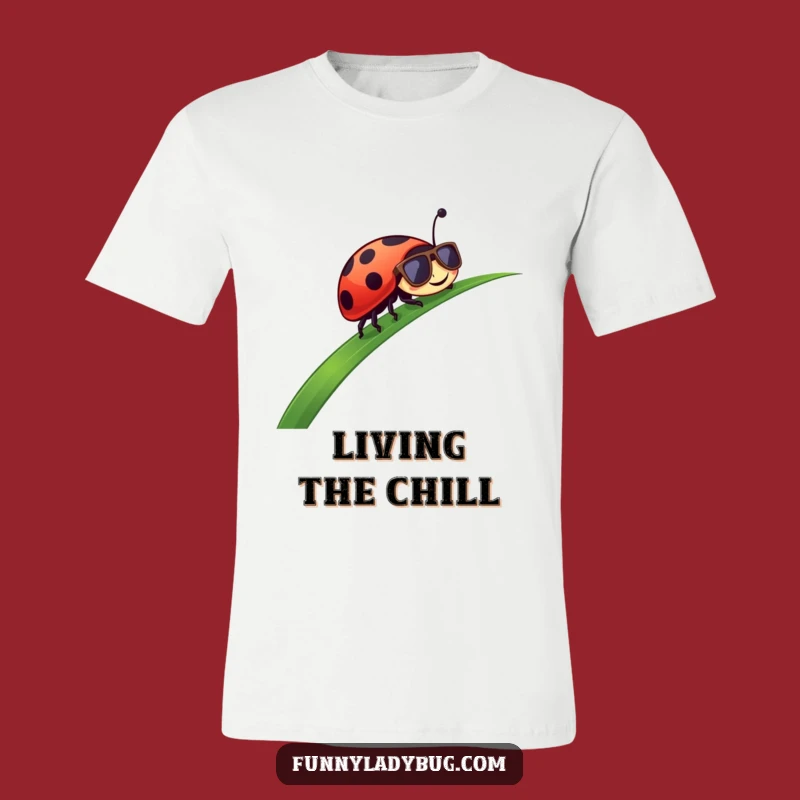 Funny Ladybug T-Shirt: Cool Shades and Grass Sliding Fun Tee